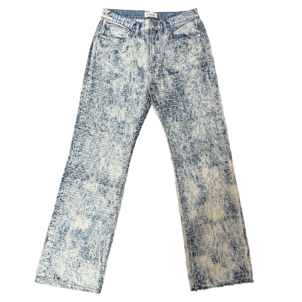 FRAME Sz 32 Acid Wash Boxy Jean Boucle Blue Denim Straight Leg‎ Jeans High Rise